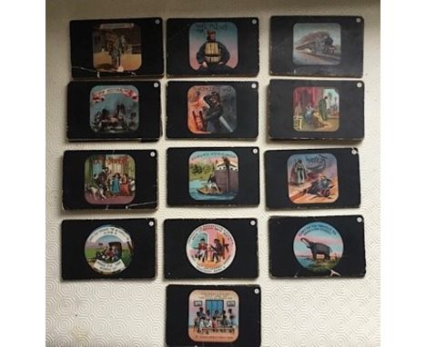 Edwardian mirror writing pictorial story cards with viewing mirror, 13 story sets to include pictorial celebrations of the Br