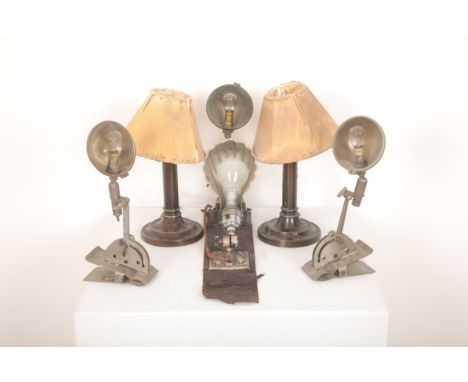 A COLLECTION OF VINTAGE TASK LAMPSmid-20th century and later, three stamped with 'CHART BOARD LAMP', 28cm high; together with