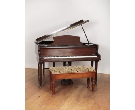 CHALLEN: A MID CENTURY MAHOGANY BOUDOIR GRAND PIANO96cm high x 141cm wide x 125cm deep; together with a late Victorian walnut