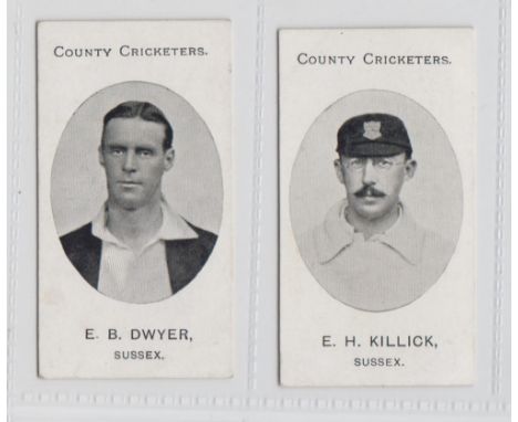 Cigarette cards, Taddy, County Cricketers, Sussex, two cards, E.B. Dwyer & E.H. Killick (vg) (2)