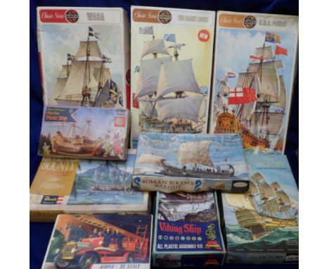 Models, a selection of 9 boxed model kits, 6 unmade, Airfix Classic Series Ships, 'The Saint Louis', 'Wasa' & 'HMS Prince', R