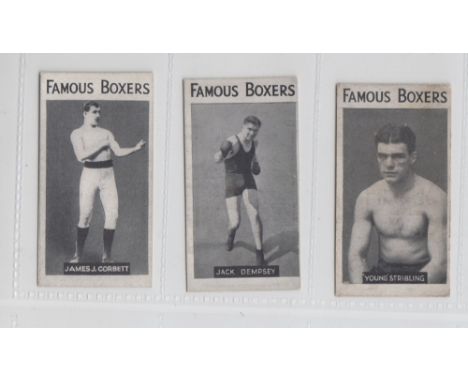Cigarette cards, Singleton & Cole, Famous Boxers, unnumbered, three cards, James J. Corbett (gd), Jack Dempsey (gd) & Young S