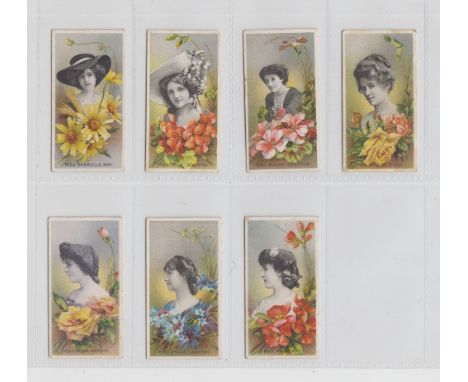 Cigarette cards, Taddy, Actresses with Flowers (7/25, nos 1, 2, 3, 15, 16, 17 & 24) (some foxing to backs, fair/gd) (7)