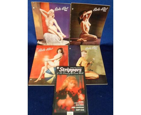 Glamour magazines, four French art magazines, 'Ecole d'Art', 1950's (all with ph), sold with USA 'Stripper' magazine, 1994 (g
