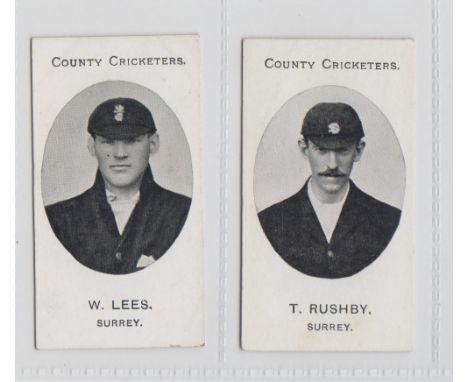 Cigarette cards, Taddy, County Cricketers, Surrey, two cards, W. Lees (vg) & T. Rusby (slightly marked) (2) 