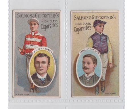 Cigarette cards, Horseracing, Salmon & Gluckstein, Owners & Jockeys Series, two cards, Mr Tom Cannon/K. Cannon & Earl of Durh