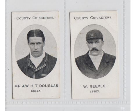 Cigarette cards, Taddy, County Cricketers, Essex, two cards, Mr J.W.H.T. Douglas & W. Reeves (gd) (2)