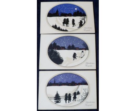 Postcards, a mainly subject mix of 190 cards inc Greetings, Diaballo, Comic, Silhouette, Russian Art, Beatles coloured photo'