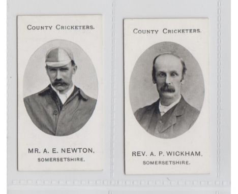 Cigarette cards, Taddy, County Cricketers, Somersetshire, two cards, Mr A.E. Newton & Rev. A.P. Wickham (vg) (2)