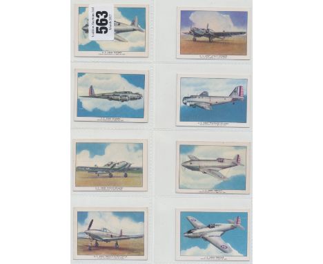 Cigarette cards, Brown & Williamson, Modern American Airplanes, Series A, (set, 50 cards) (1 poor, rest gen gd)