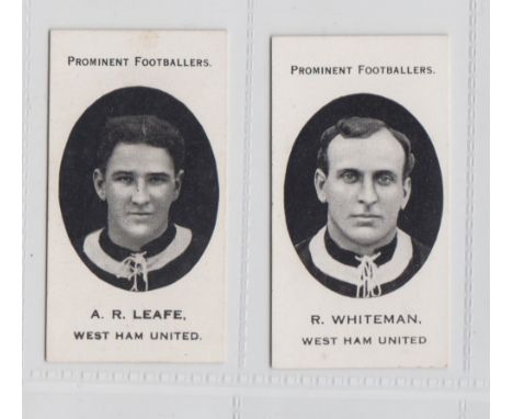 Cigarette cards, Taddy, Prominent Footballers (London Mixture backs), West Ham United, A.R. Leafe & R. Whiteman (vg) (2)