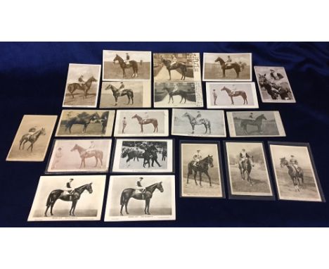 Horseracing postcards, a collection of 20 cards, all showing horses with mounted Jockey's, RP's and printed, inc S. Donoghue 