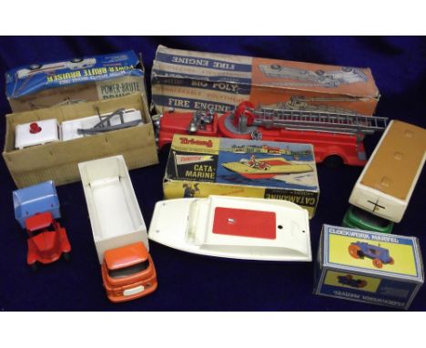 Toys, Plastic, Diecast & Pressed Steel Vehicles, including Mettoy Big Poly Fire Engine, Tri-ang Sunfish Speedboat, Tri-ang Cl