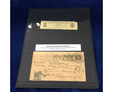 Postcard, P Jones collection, Early postal stationery postcard of 1890 with South Kensington Penny Postage Jubilee cancellati