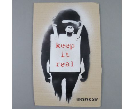 Banksy (*1974 Bristol, nach) - "Keep it real", 2015, Souvenir aus der Ausstellung "Dismaland" in Weston-super-Mare in Somerse