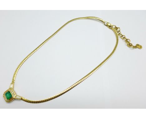 A Christian Dior green stone necklace, 42cm 