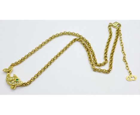 A Christian Dior fish necklace, 43cm 