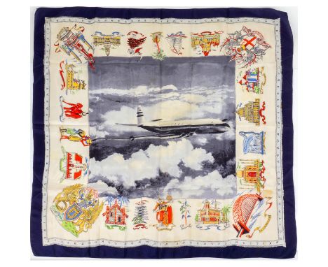 With Airplane print to center panel of scarf reads B.O.A.C. To side of plane.Issued: 1960sDimensions: 33"L x 33"HManufacturer