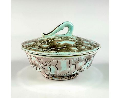 Turquoise with lustre finish and branch patterning. Gold toned lines on candle area.Hand Painted Delft Holland on bottom. Thi