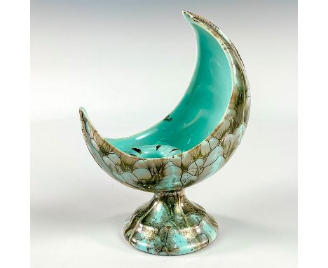 Turquoise with lustre finish and branch patterning. Gold toned lines on candle area.Hand Painted Delft Holland on bottom. Thi