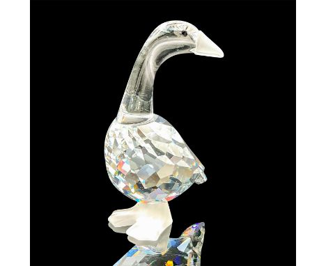 Part of the Barnyard Friends theme group. Tall lead crystal geese with frosted crystal beak and feet, looking back. Swarovski