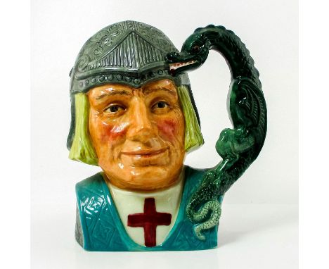 Vintage - St. George with helmet and handle formed as a dragon.With Doulton marks to base. Saint George (also George of Lydda