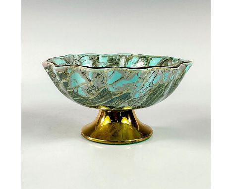 Turquoise toned with lustre finish &amp; branch patterning. Gold toned rim around piece.Hand Painted Delftware Made In Hollan