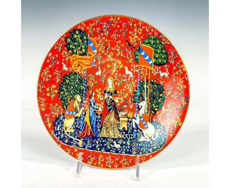 Porcelain collector's item from depicting Elizabethan ladies surrounded by mythic beasts and animals. CH Field Haviland Limog