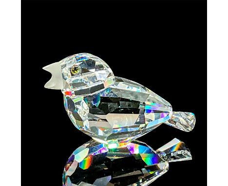 Clear body with fanned tail. Figurine has black inset eyes and frosted beak. 7650 NR 000 001. Swarovski backstamp. This item 