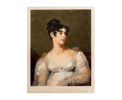 Hand-colored mezzotint by Henry T Greenhead (English, 1849-1926) after Sir Thomas Lawrence's 1818 oil painting of Elizabeth C