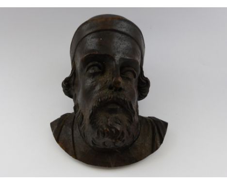Four circa 19th Century Miniature Carved Walnut Portrait Heads approx 9 x 8 x 5 cms. 