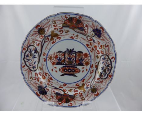 Miscellaneous Porcelain Plates, two Imari plates and two Etrutria Wedgwood plates together with a Belleek clover bowl (black 