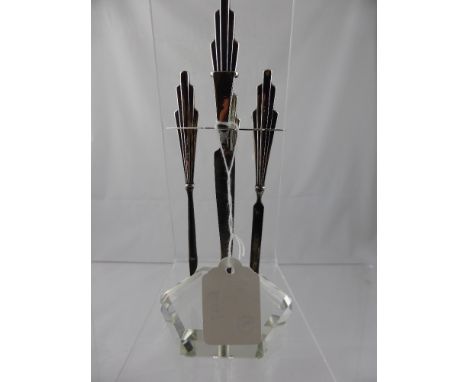 A Silver Art Deco Manicure Set, with a glass base by Sampson and Morden Birmingham dated 1936.