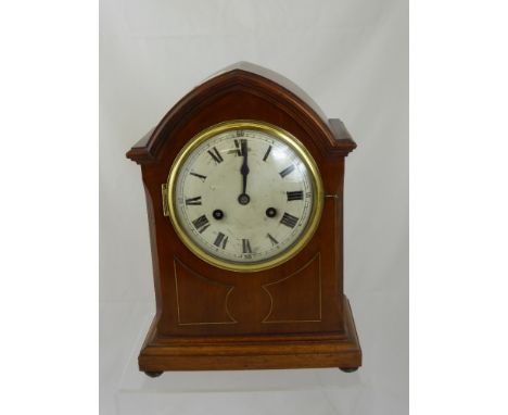A Late 19th Century German Phillipp Haas & Sohn Mantel Clock, with white enamel face and Roman dial, makers mark stamped to p