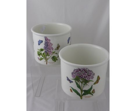 Two Portmeirion Botanical Garden planters, both with floral decoration, approx. 21 cms. diameter, 17 cms. deep (2)