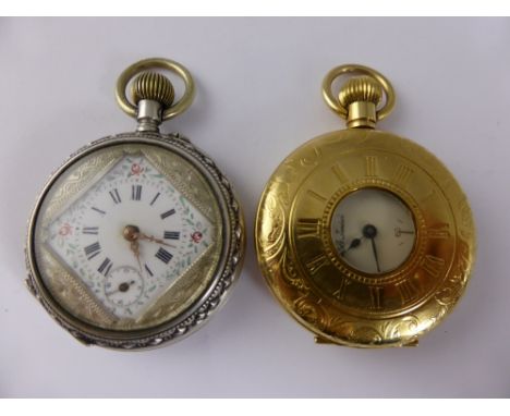 A Gentleman's Bertrand St Imier half hunter pocket watch. The gold plated pocket watch having a moeriis 827 movement with whi