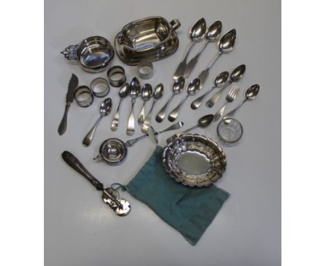 A collection of American ''sterling'' marked tableware. To include a Tiffany and Co signed fluted dish, a Tiffany and Co silv