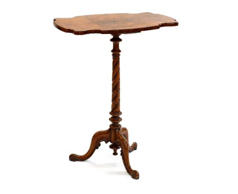 A Victorian Walnut Occasional Table, on twist supports and tripod legs, 57cm by 40cm by 75cm