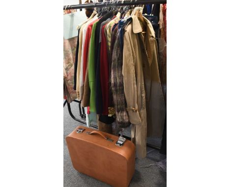 Assorted 20th Century Costume comprising a Burberry trench coat and bag, wool separates, jackets, dresses etc, including the 