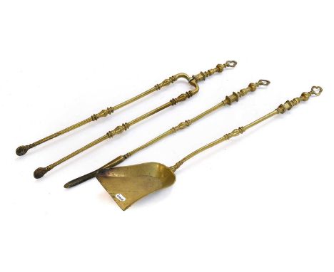 A Set of Three 19th Century Brass Fire Tools