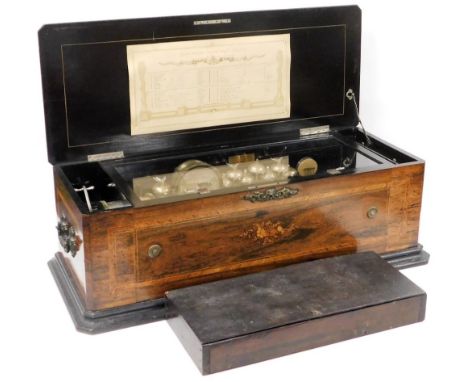 A late 19thC Swiss Grand Format Piano Forte thirty two airs musical box, for J W Benson, Watch &amp; Clock Manufacturer, Ludg