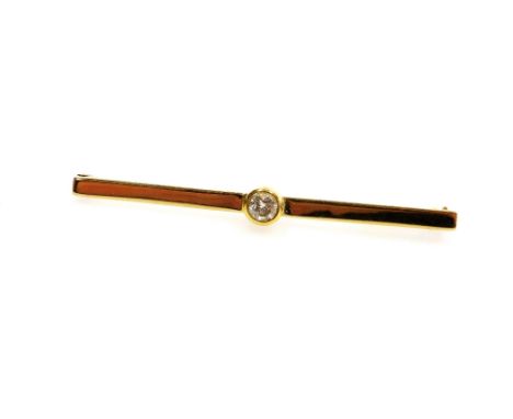 An 18ct gold stick pin, set with a solitaire brilliant cut diamond, approx 0.25cts, 2.8g.