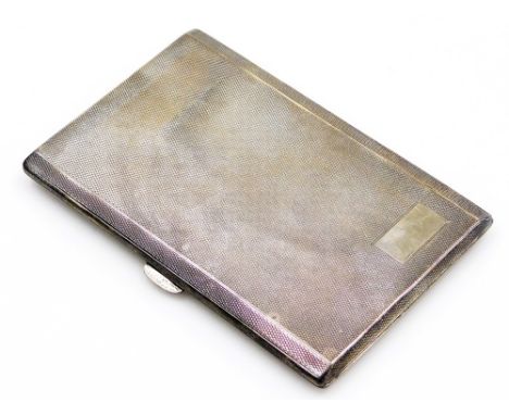 An Edward VIII silver cigarette case, with engine turned decoration and vacant cartouche, Birmingham 1936, 12.5cm wide, 6oz.
