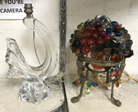 COLOURED GLASS TABLE LAMP &amp; ANOTHER