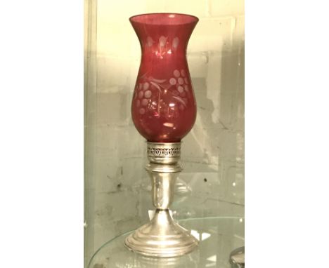 CARNBERRY GLASS &amp; STERLING SILVER STORM LAMP - 28 CMS (H)