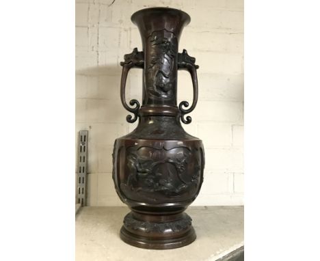BRONZE JAPANESE LAMP -19THC - EXCLUDING SHADE 20 CM TALL