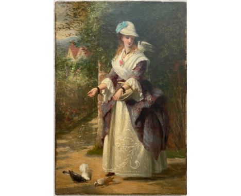 THOMAS BROOKS 1818-1891 OIL ON CANVAS ''THE PETS NO 2'' SIGNED LOWER RIGHT, DETAILED INSCRIPTION ON REVERSE 27CM X 39CM - GOO