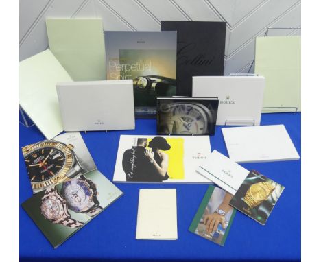 A collection of Rolex and Omega watch Catalogues, including; Oyster Perpetual Collection, Prices Lists, Omega Collection, Rol