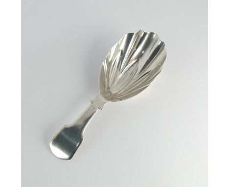 A William IV silver Caddy Spoon, by&nbsp;Francis Powell, hallmarked London 1819, fiddle pattern with shell bowl, 9.2cm long, 