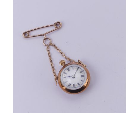 A rock crystal Fob Watch, the white enamel dial with Roman numerals, manual crown wind movement with skeleton reverse, in unm